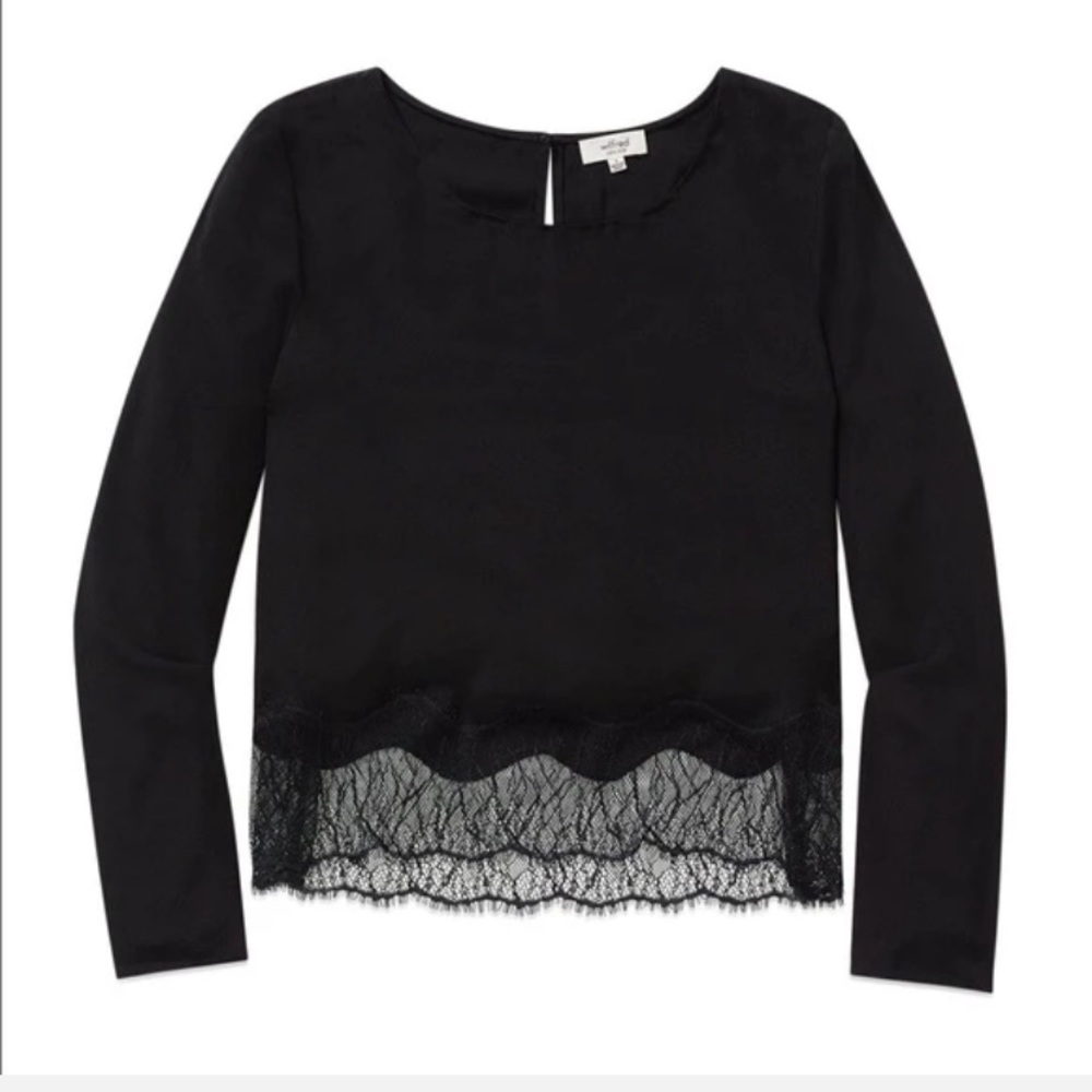 NWT WILFRED DESAIX SILK WITH LACE HEM BLOUSE